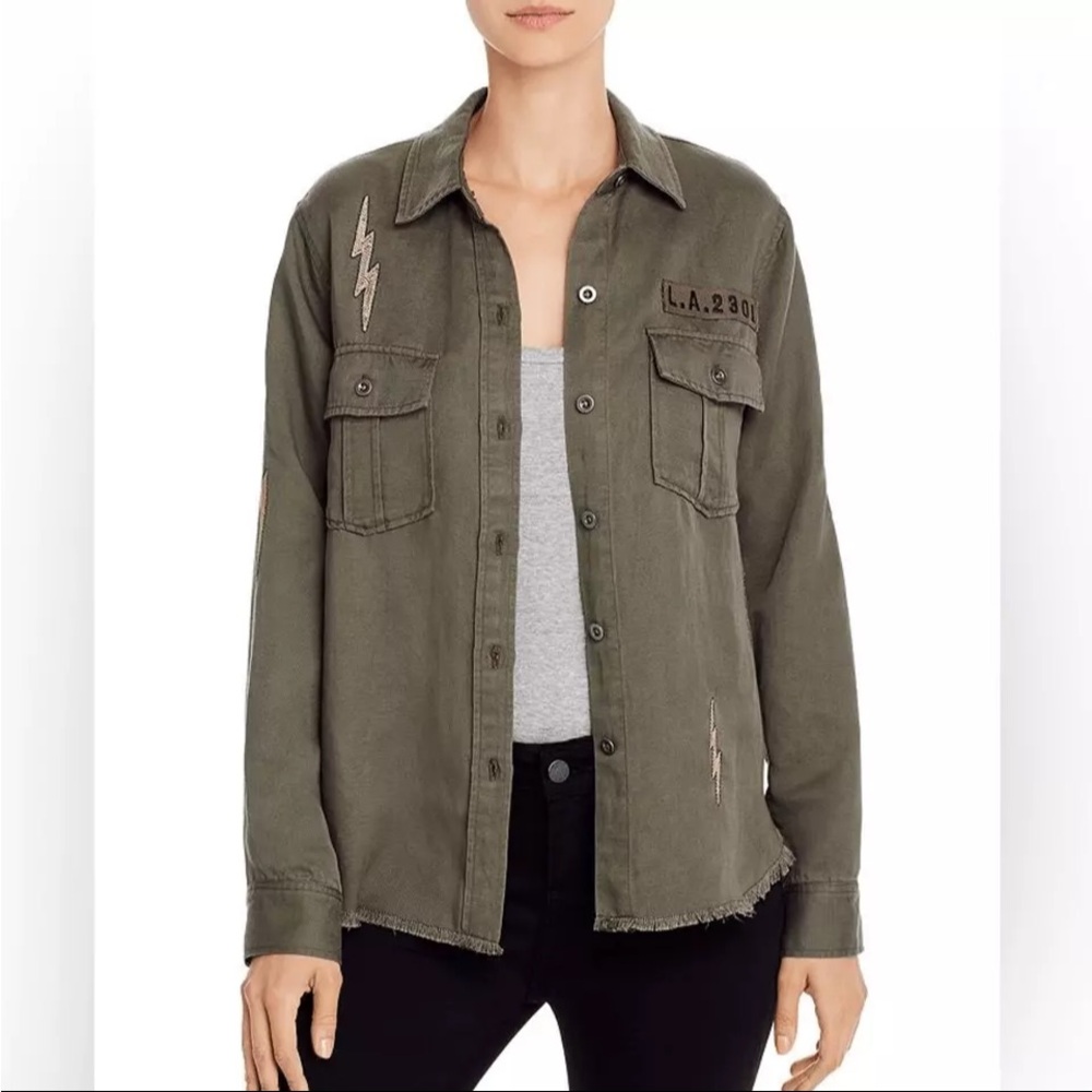 Rails Loren Button Down- Olive Green with Lightning Bolts